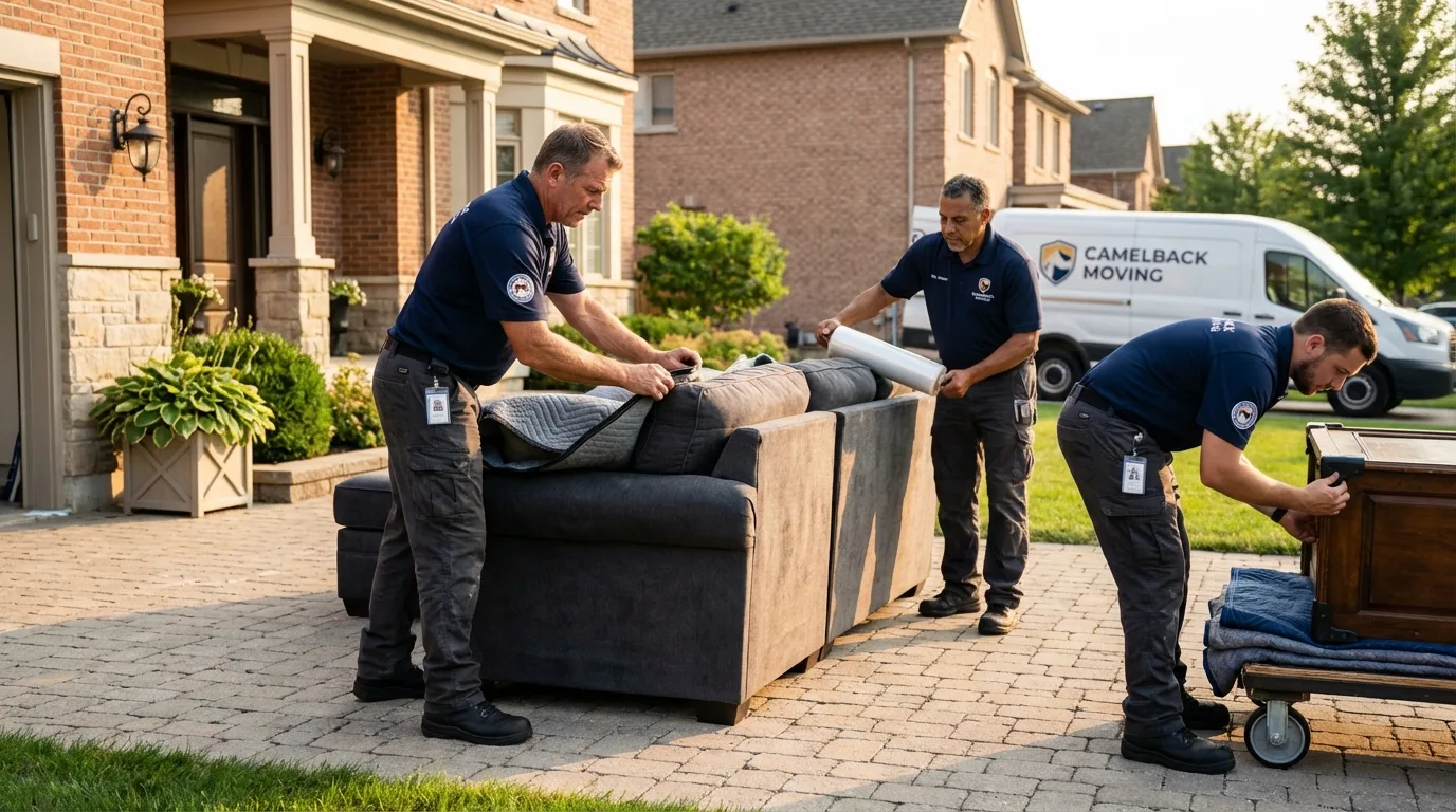 Large estate moving crew wrapping furniture in Shrewsbury, PA