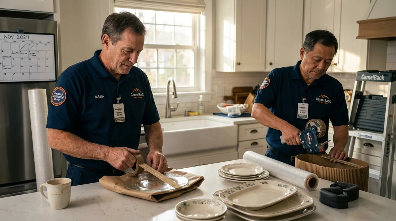 Professional crew packing kitchen dishware in Shrewsbury, PA